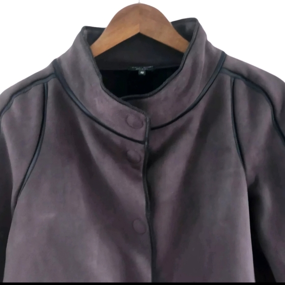 Giorgia Armani Made Italy Brown Jacket Wool Blend Snap Front Women Size 40 US 4 - Picture 2 of 9